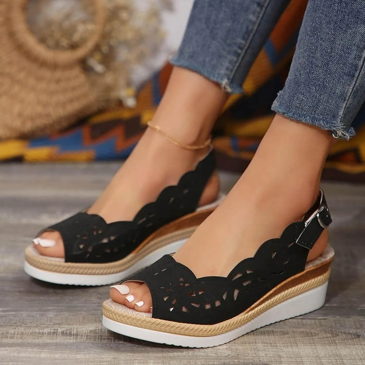 Platform Sandals Women Ankle Strap High Heel Wedges for Women Womens Comfort Lightweight Platform Sandals