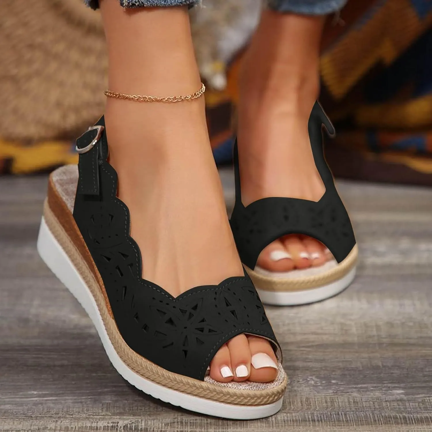 Platform Sandals Women Ankle Strap High Heel Wedges for Women Womens Comfort Lightweight Platform Sandals
