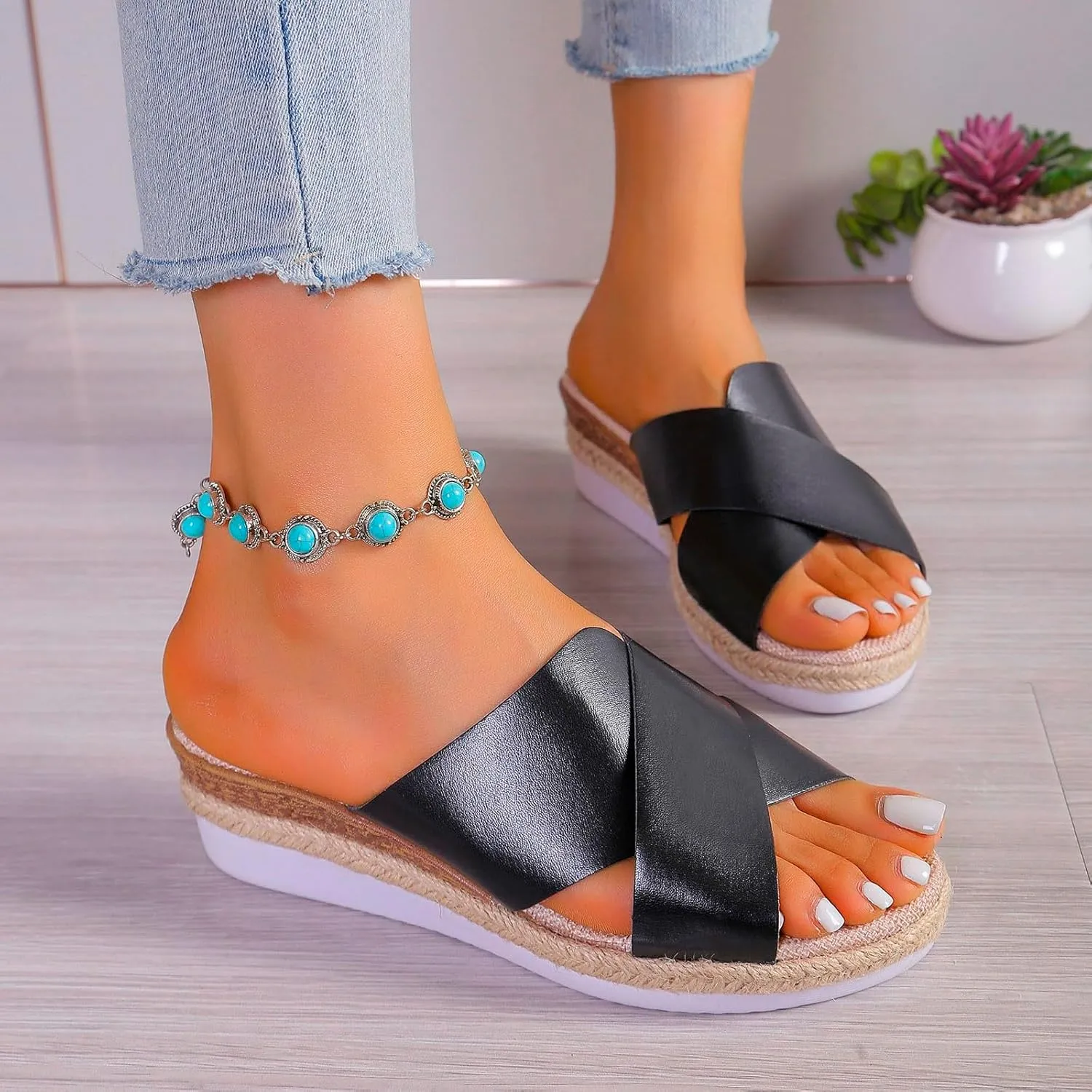 Platform Sandals Women Women's Classic Wedge Heels Sandals Orthopedic Sandals Open Toe Wedge Sandals for Women