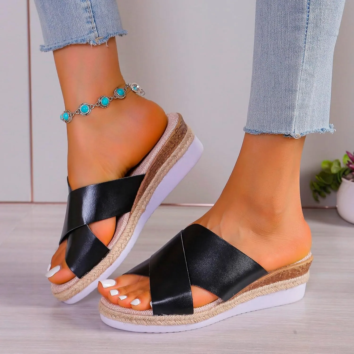 Platform Sandals Women Women's Classic Wedge Heels Sandals Orthopedic Sandals Open Toe Wedge Sandals for Women