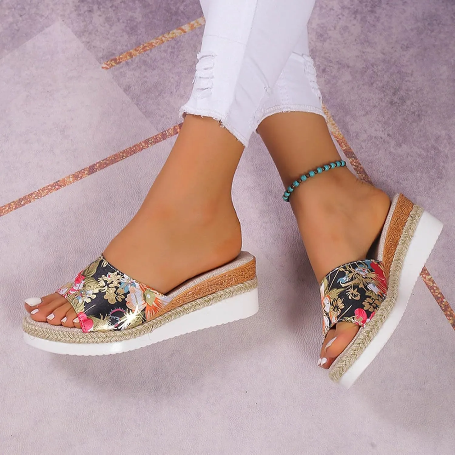 Platform Sandals Women's Ankle Strap Low Wedge Sandals Womens Sandals Womens Summer Open Toe Wedges Sandals