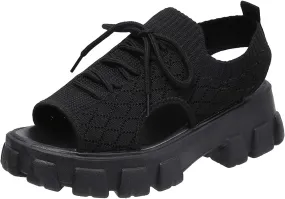 Platform Sandals Women's Classic Wedge Heels Sandals Womens Summer Shoes Open Toe Flatform Wedge Casual Sandal