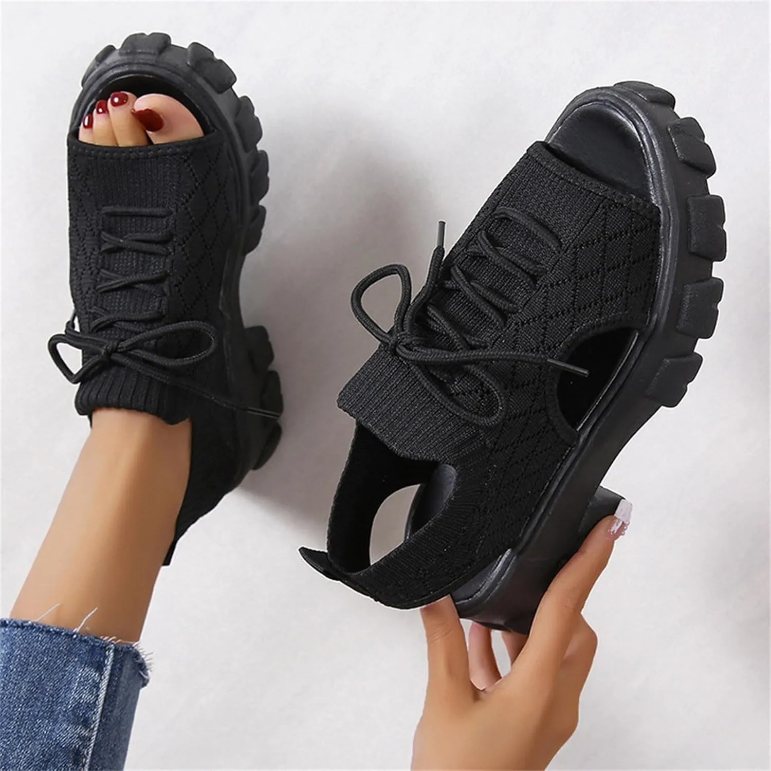 Platform Sandals Women's Classic Wedge Heels Sandals Womens Summer Shoes Open Toe Flatform Wedge Casual Sandal