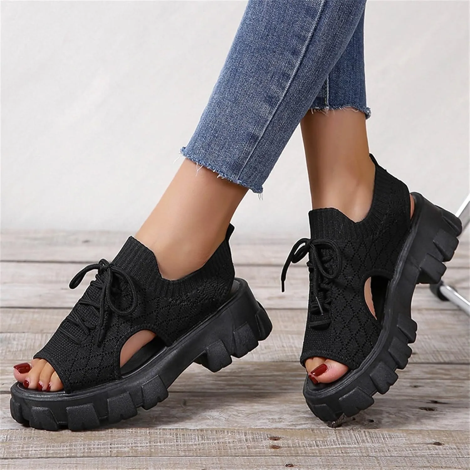 Platform Sandals Women's Classic Wedge Heels Sandals Womens Summer Shoes Open Toe Flatform Wedge Casual Sandal