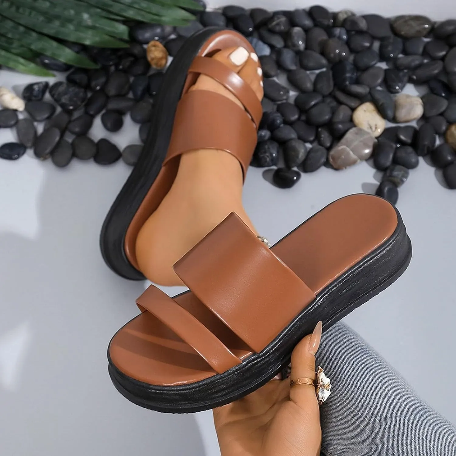 Platform Sandals Womens Summer Thick Sole Sandal Shoes Cute Lightweight Chunky Slides with Comfort Flatform Slides