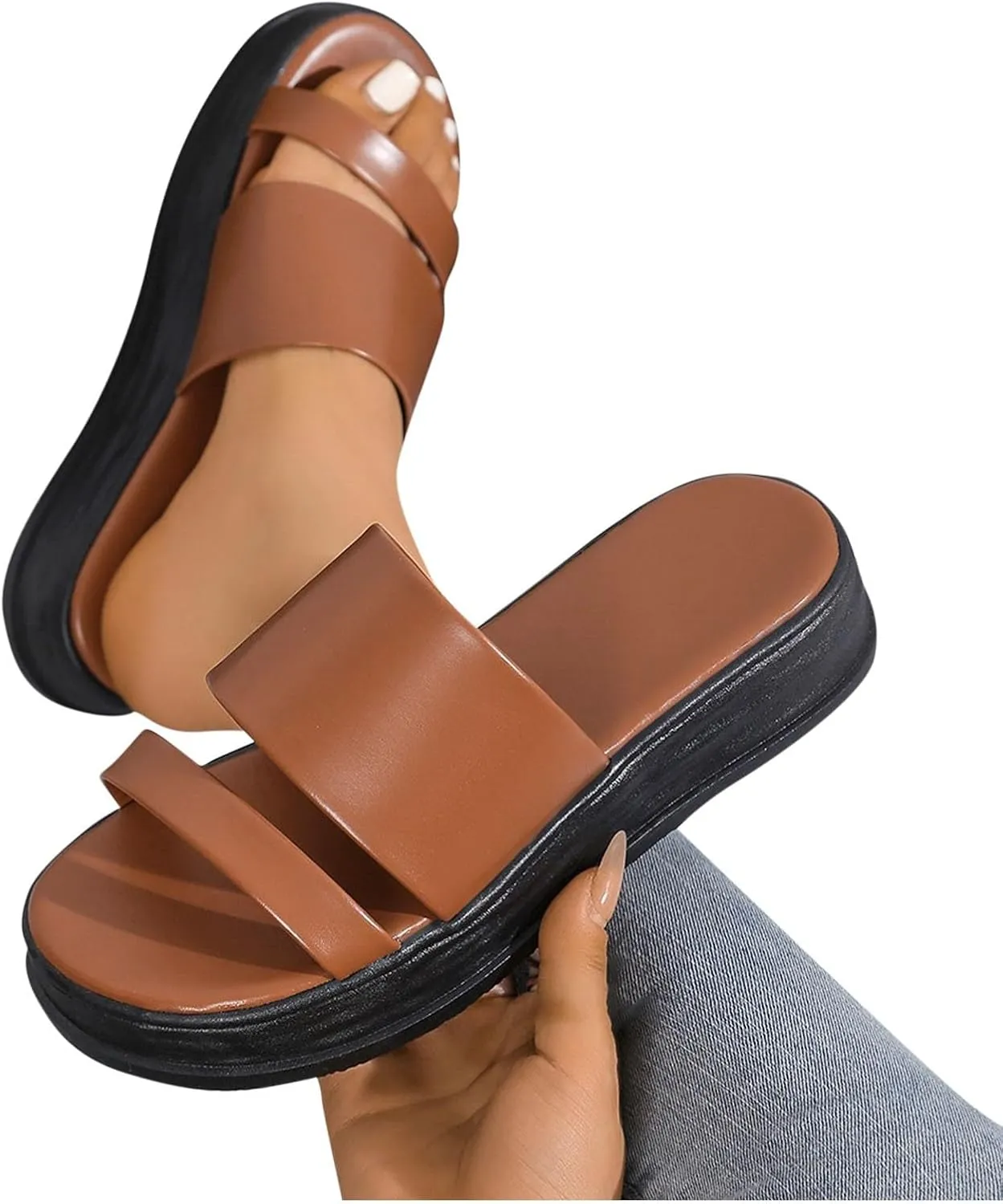 Platform Sandals Womens Summer Thick Sole Sandal Shoes Cute Lightweight Chunky Slides with Comfort Flatform Slides