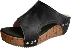 Platform Wedge Sandals for Women 2025 Comfortable Open Toe Thick Sole Comfy Leather Sandals Orthopedic Wedges Ladies Shoes Slip on Slides Low Heel Open Toe Ankle Strap Sandal 2025