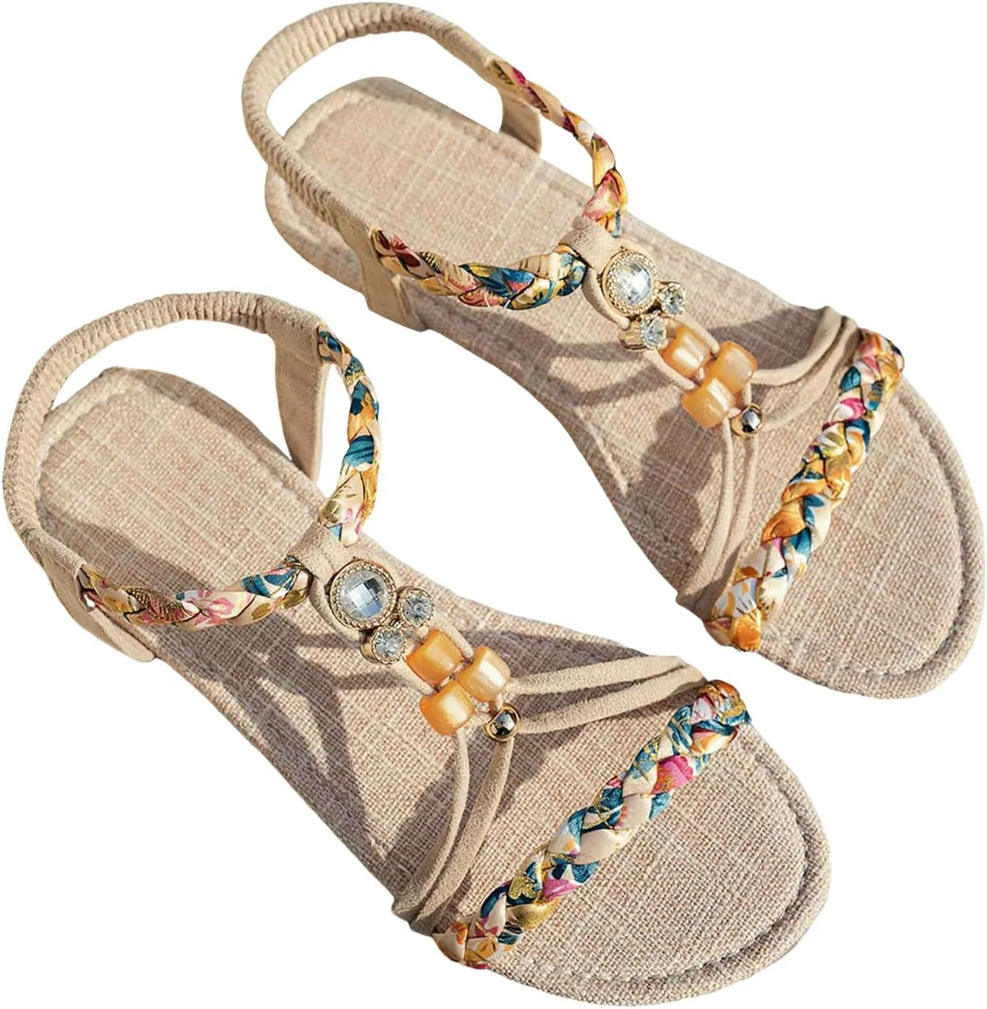 Platform Wedge Sandals Women's Thin Soled Shoes Fashionable And Casual Woven Flat Soled Outdoor Sandals