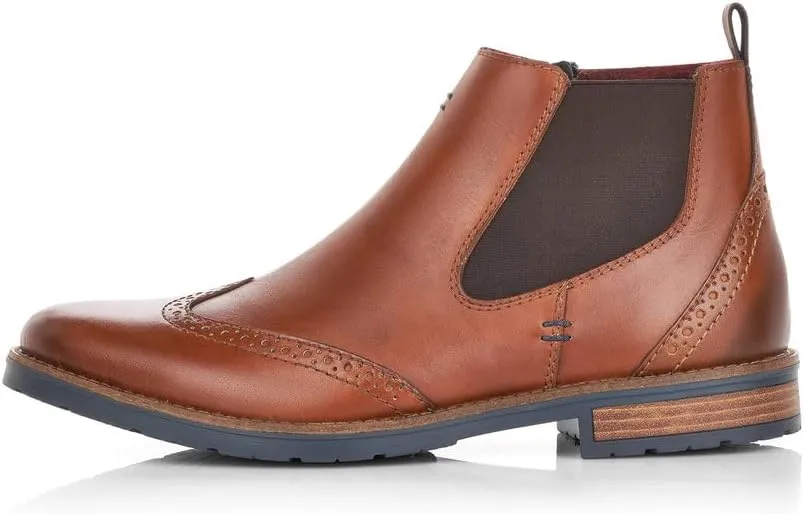 Rieker Mens 34660-24 Clermont Brogue Chelsea Style Boots