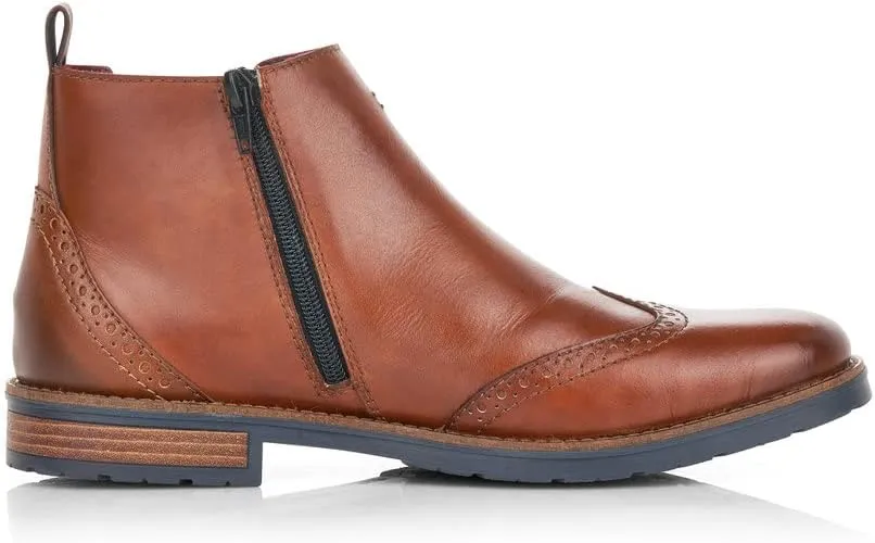 Rieker Mens 34660-24 Clermont Brogue Chelsea Style Boots