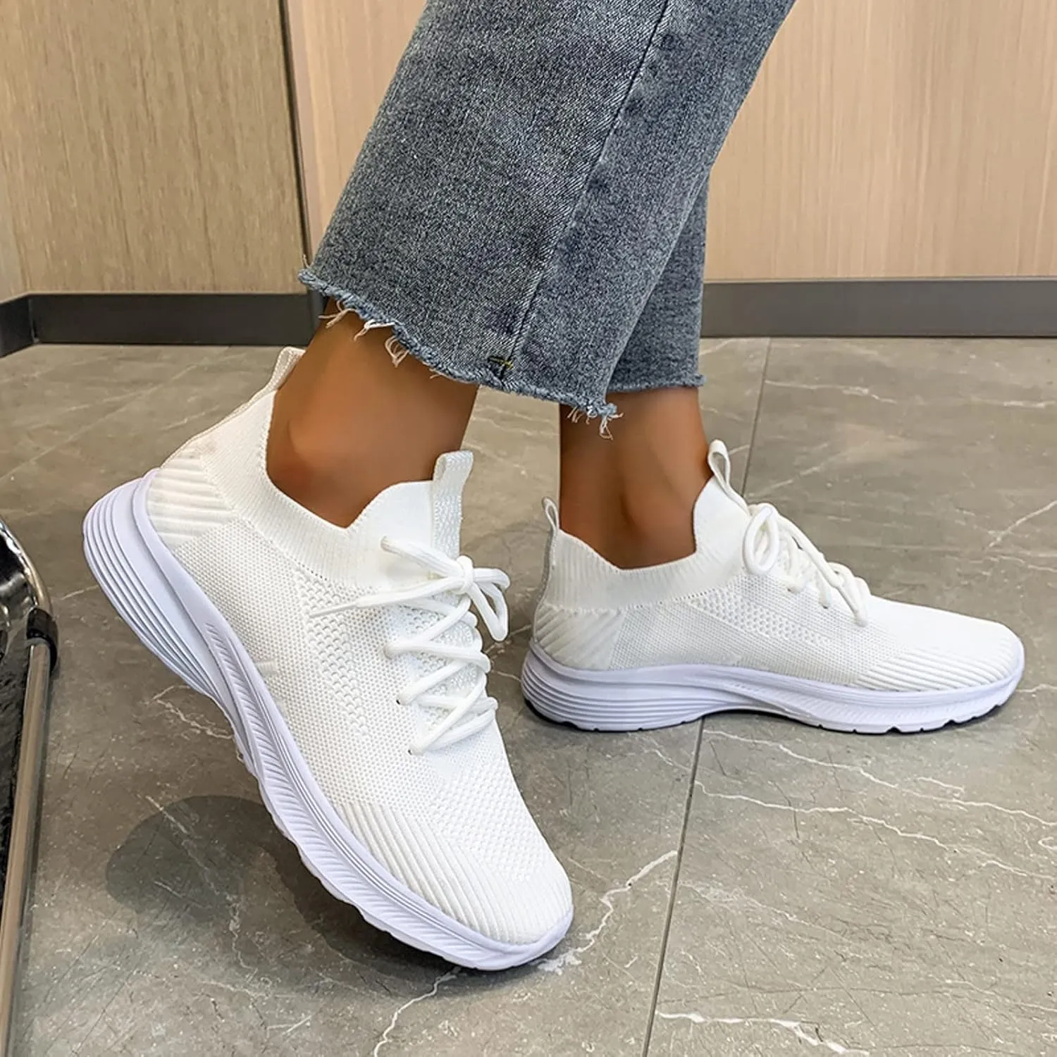 Running Shoes for Women,Women's Fashion Sneakers Slip On Closed Toe Walking Shoes Breathable Athletic Running Sneaker