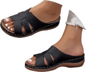 Sandals for Women 2025 Casual Comfortable Solid Color Orthopedic Sandals for Women Platform Hollow Simple Womens Slides