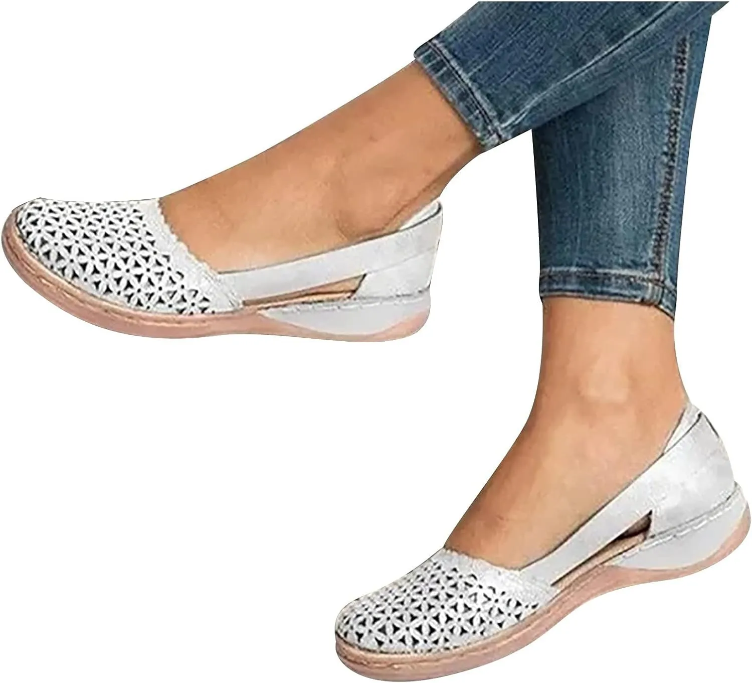 Sandals for Women 2025 Closed Toe Sandals Women Hollow Flats Shoes Orthopedic Fisherman Sandal Wedge Slip-ons with Arch Support