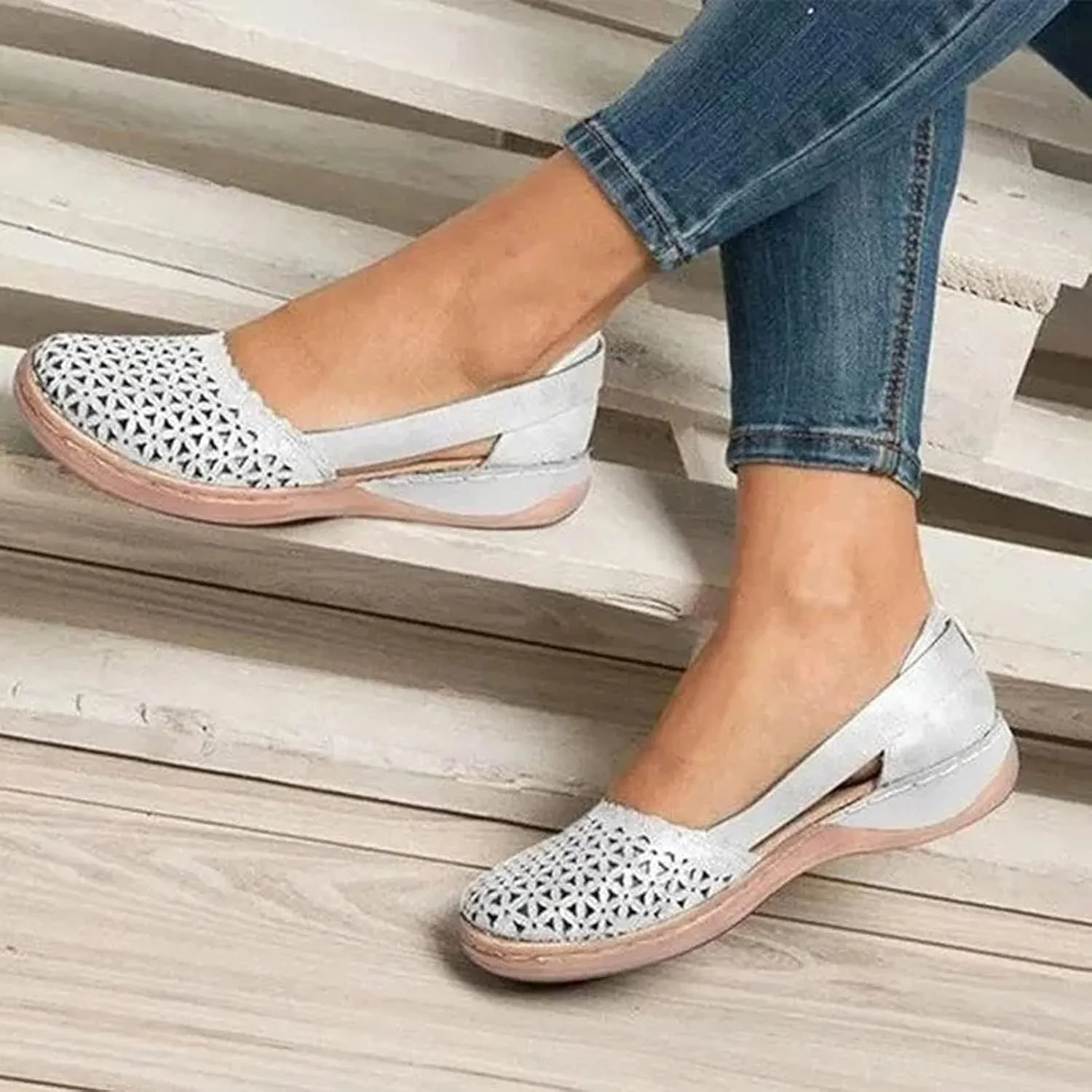Sandals for Women 2025 Closed Toe Sandals Women Hollow Flats Shoes Orthopedic Fisherman Sandal Wedge Slip-ons with Arch Support