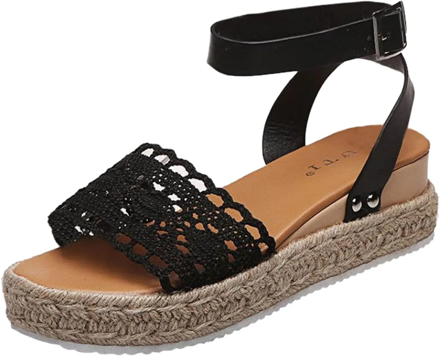 Sandals for Women Casual Elastic Ankle Strap Platform Sandals Flat Sandals Womens Low Wedges Platform Sandals