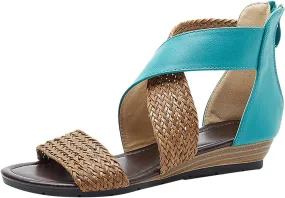 Sandals for Women Women's Ankle Strap Low Wedge Sandals Womens Summer Shoes Black Slides Womens Platform Sandals