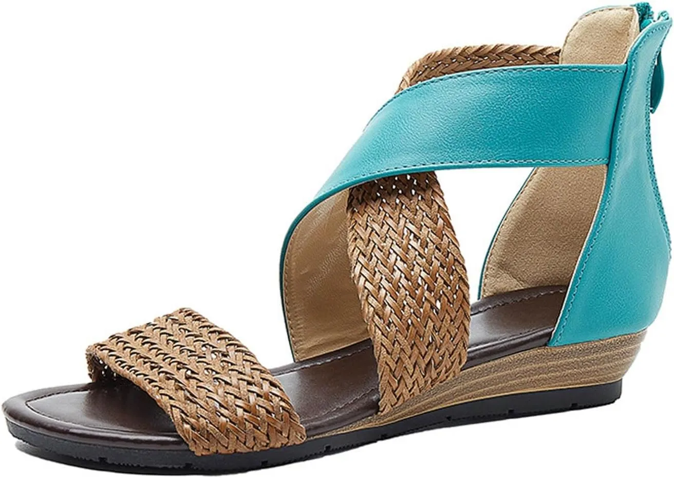 Sandals for Women Women's Ankle Strap Low Wedge Sandals Womens Summer Shoes Black Slides Womens Platform Sandals