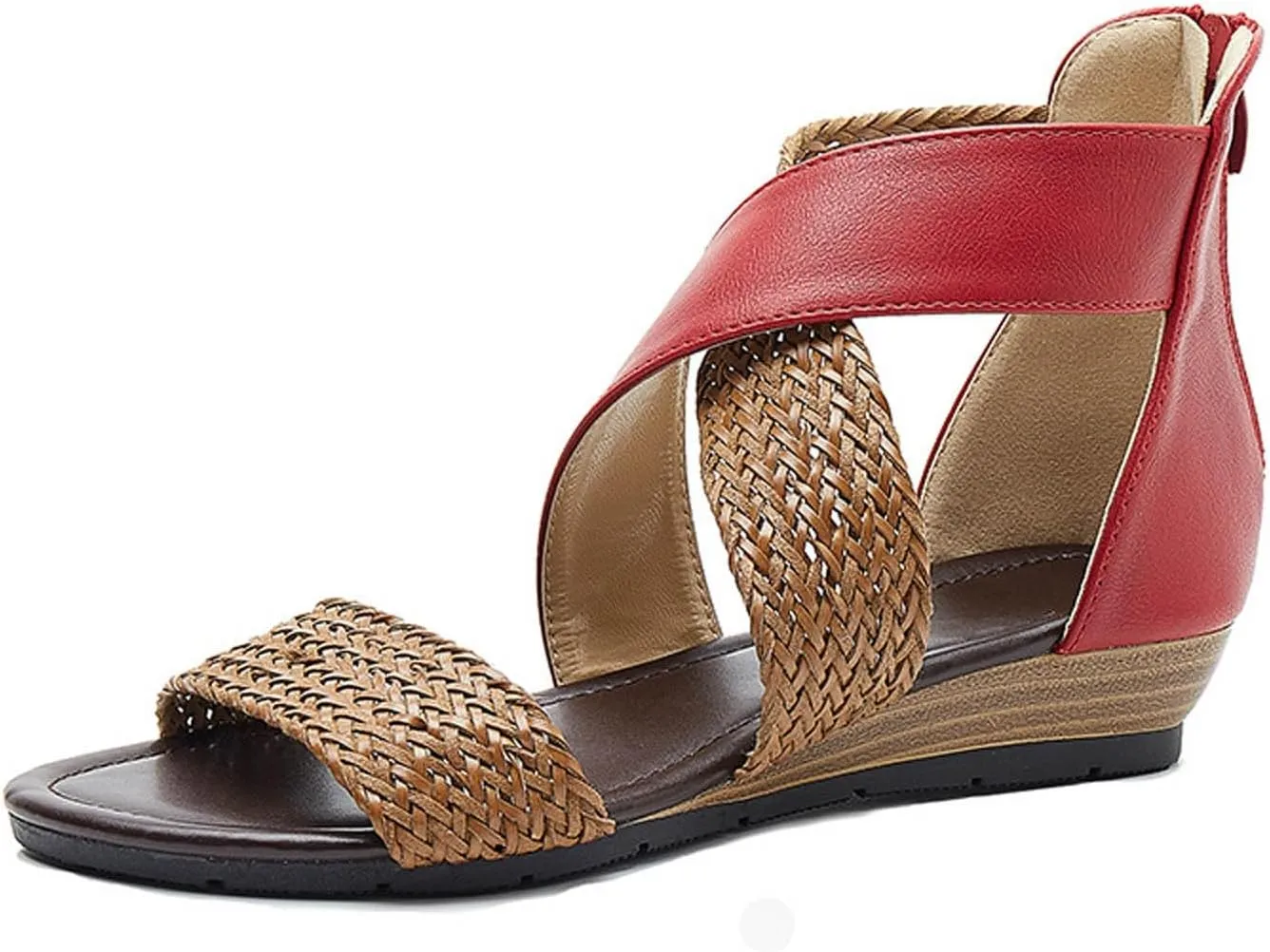 Sandals for Women Women's Ankle Strap Low Wedge Sandals Womens Summer Shoes Black Slides Womens Platform Sandals