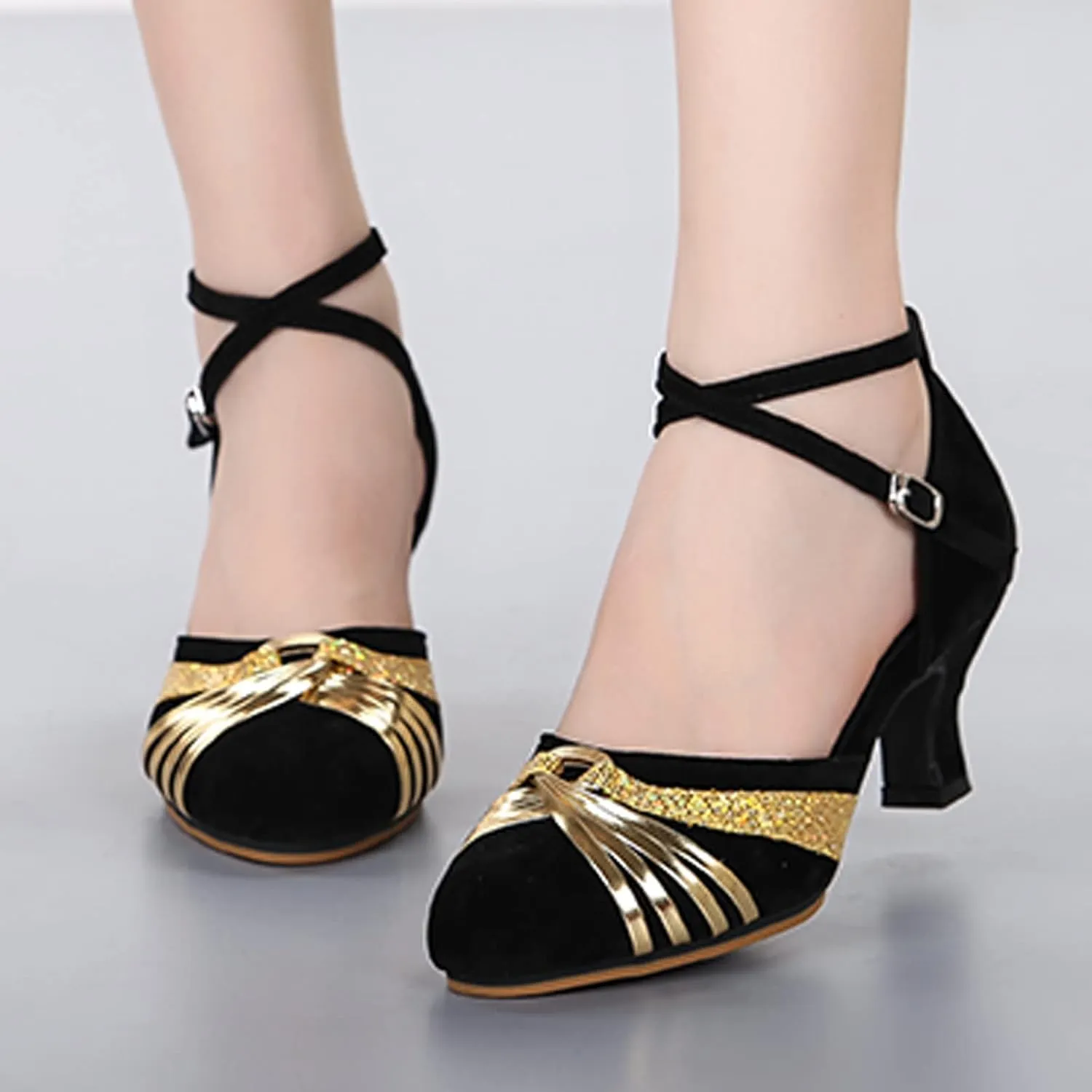 Sandals For Womens Latin Dance Shoes Rhinestone Heeled Ballroom Tango Party Sequin Dance Womens Yoga Sandals