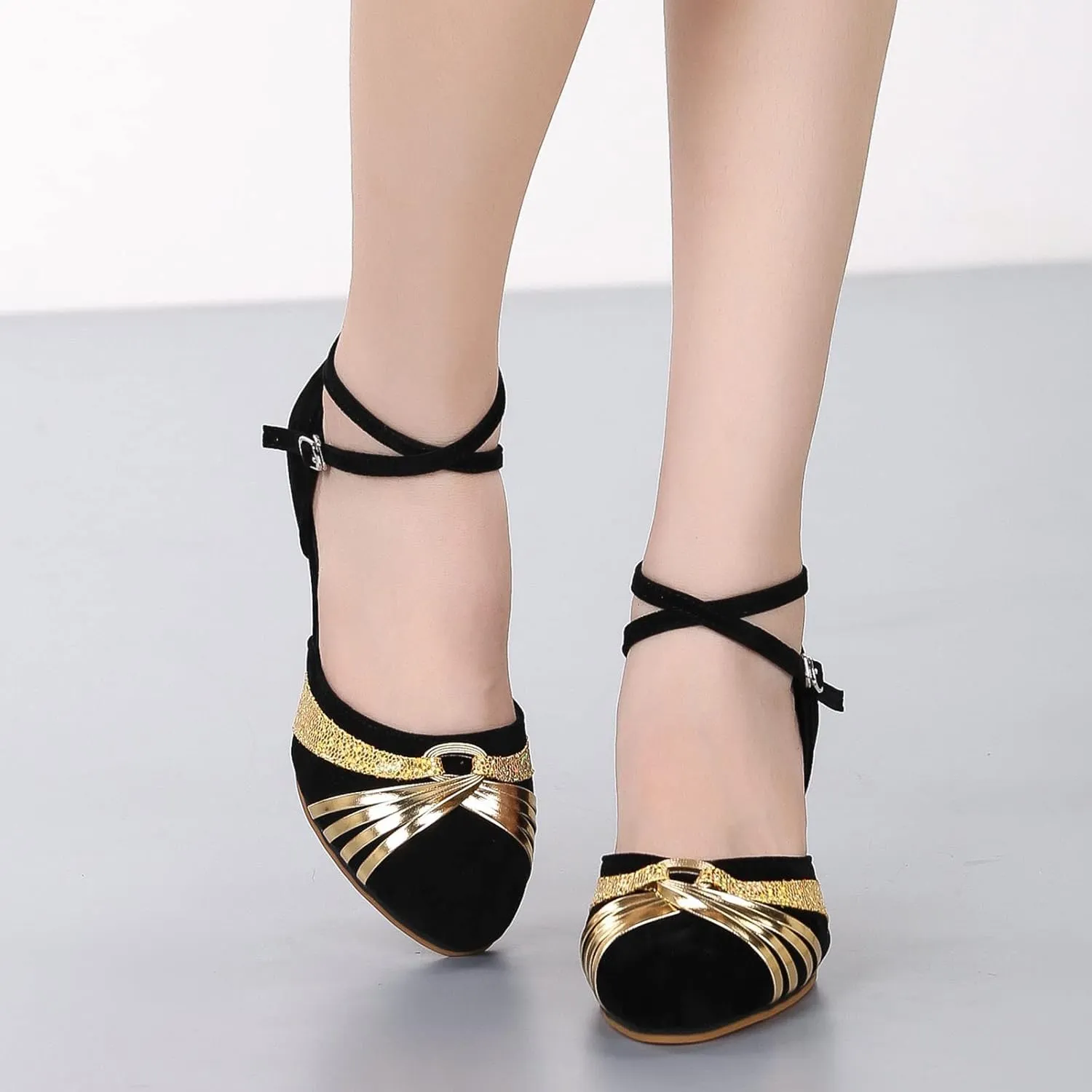 Sandals For Womens Latin Dance Shoes Rhinestone Heeled Ballroom Tango Party Sequin Dance Womens Yoga Sandals