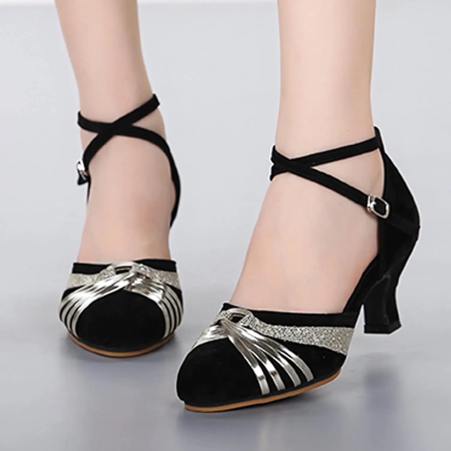 Sandals For Womens Latin Dance Shoes Rhinestone Heeled Ballroom Tango Party Sequin Dance Womens Yoga Sandals