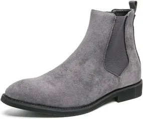 Santimon Men's Suede Leather Chelsea Boots Slip-on Dress Boots Casual Classic Elastic Mens Ankle Boot