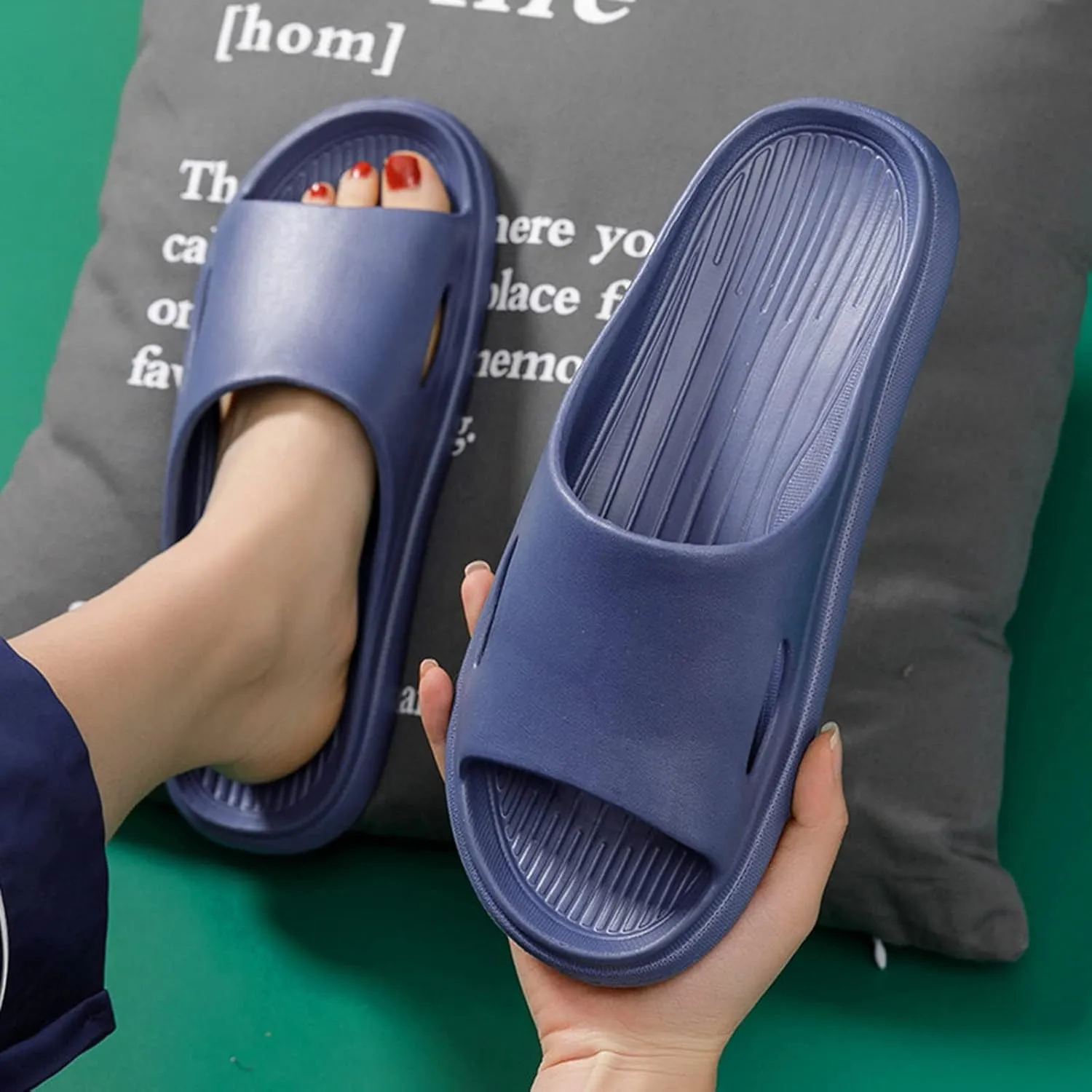 Shower Slippers Men's Athletic Outdoor Sandals Slides Shower Shoes with Drainage Holes House Slippers