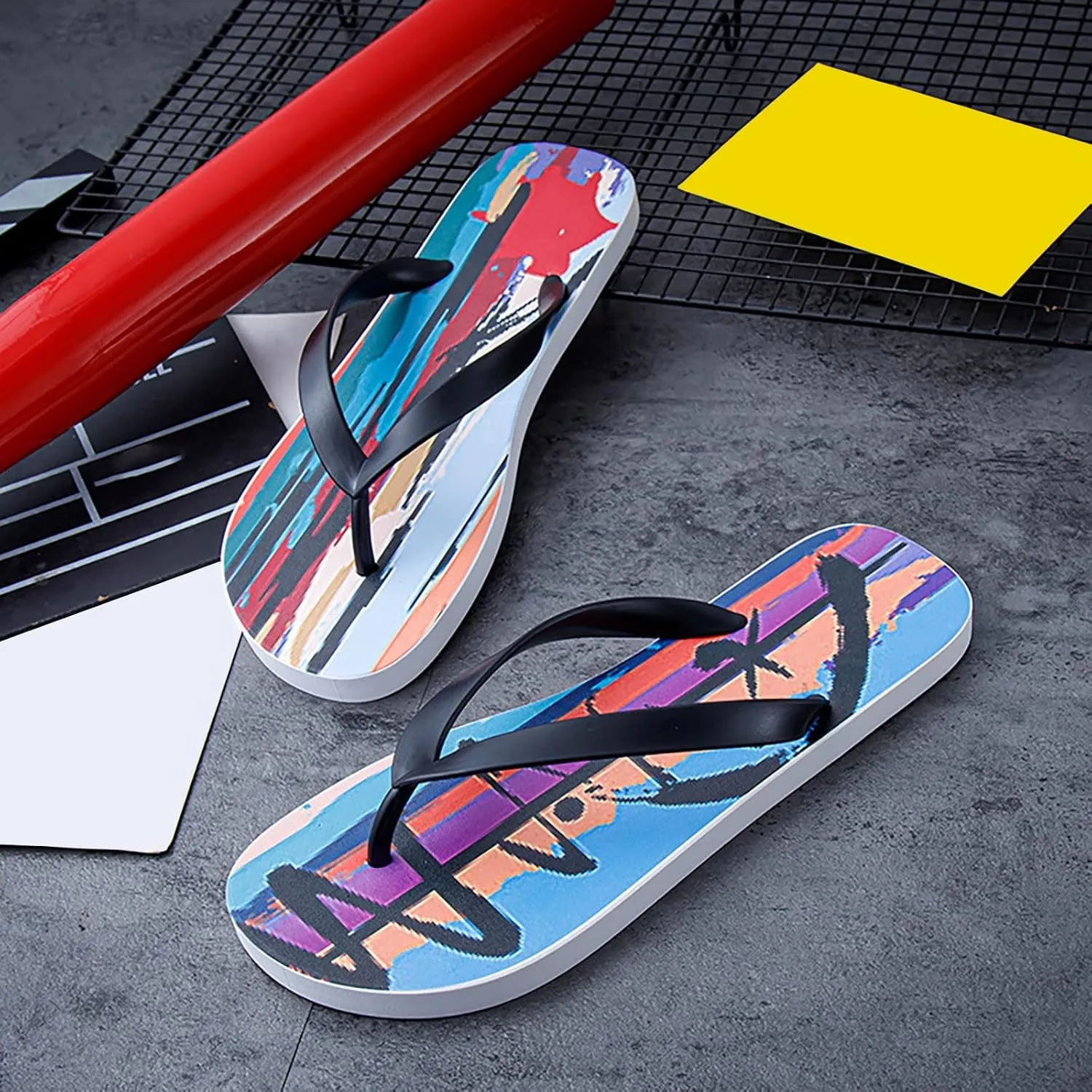 Shower Slippers Men's Athletic Outdoor Sandals Slides with Drainage Hole Water Shoe for Beach, Showers