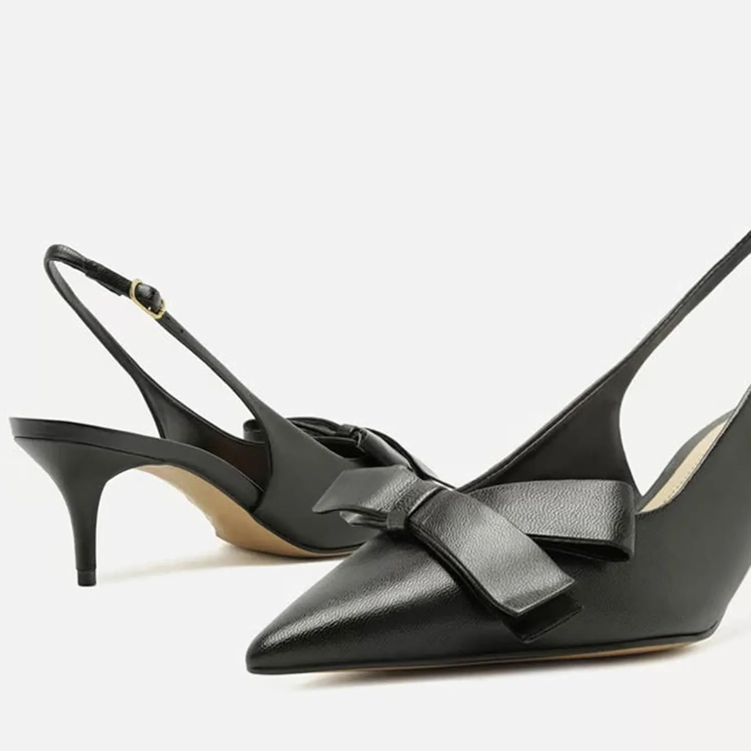 Slingback Heels for Women Kitten Heel with Pointed Toe and Bow Detail Trendy and Elegant Flats for a Chic Look
