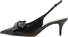 Slingback Heels for Women Kitten Heel with Pointed Toe and Bow Detail Trendy and Elegant Flats for a Chic Look