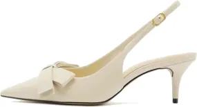 Slingback Heels for Women Kitten Heel with Pointed Toe and Bow Detail Trendy and Elegant Flats for a Chic Look