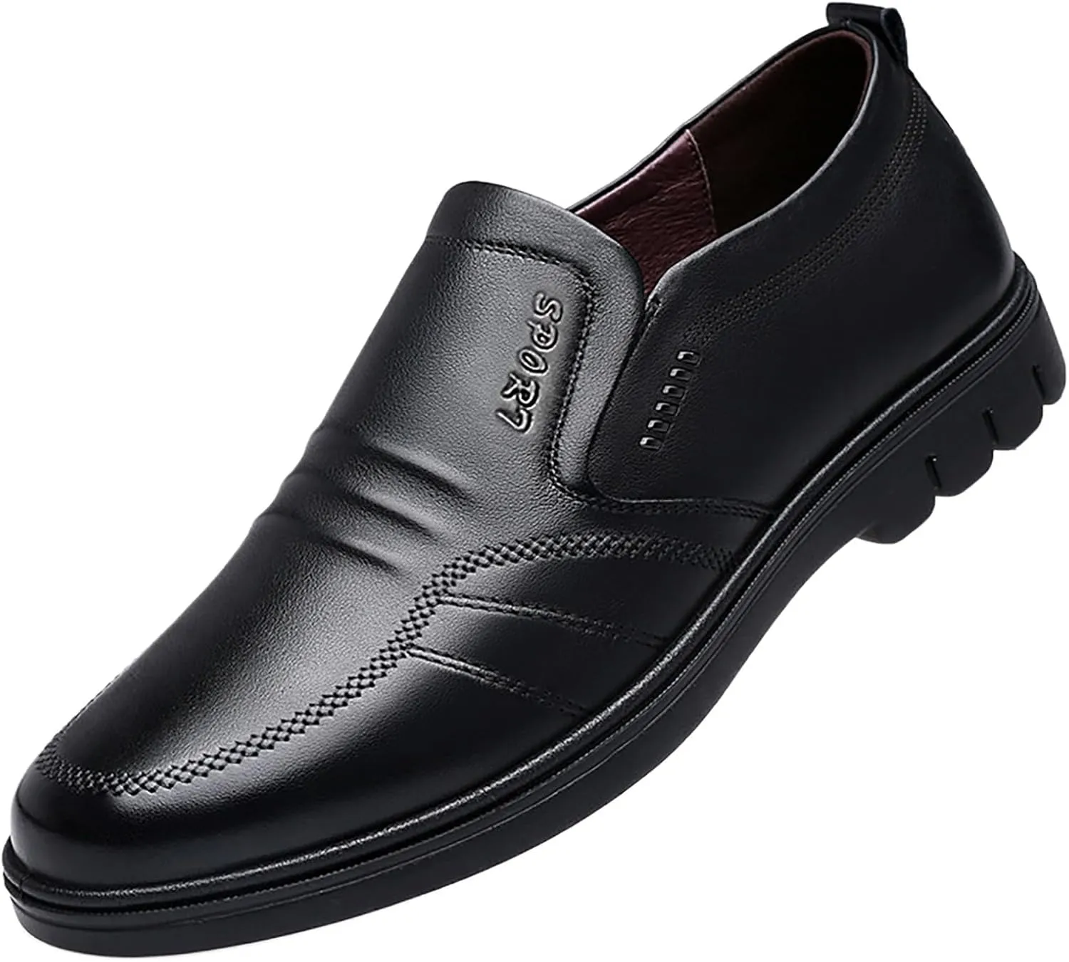 Slip on Walking Shoes for Men Comfortable PU Leather Loafers Memory Foam Breathable Mesh Fashion Sneakers Non Slip Indoor Outdoor Sports Work Shoes for Men