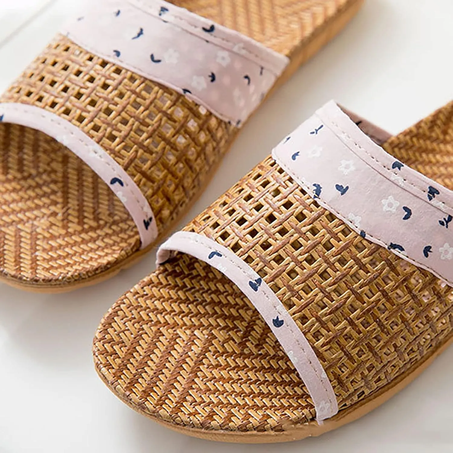 Slippers All Seasons Summer Subgrass Couple Sandal Slippers Women's Home Interior Slip Thick Sole Floor Linen