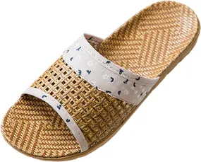 Slippers All Seasons Summer Subgrass Couple Sandal Slippers Women's Home Interior Slip Thick Sole Floor Linen
