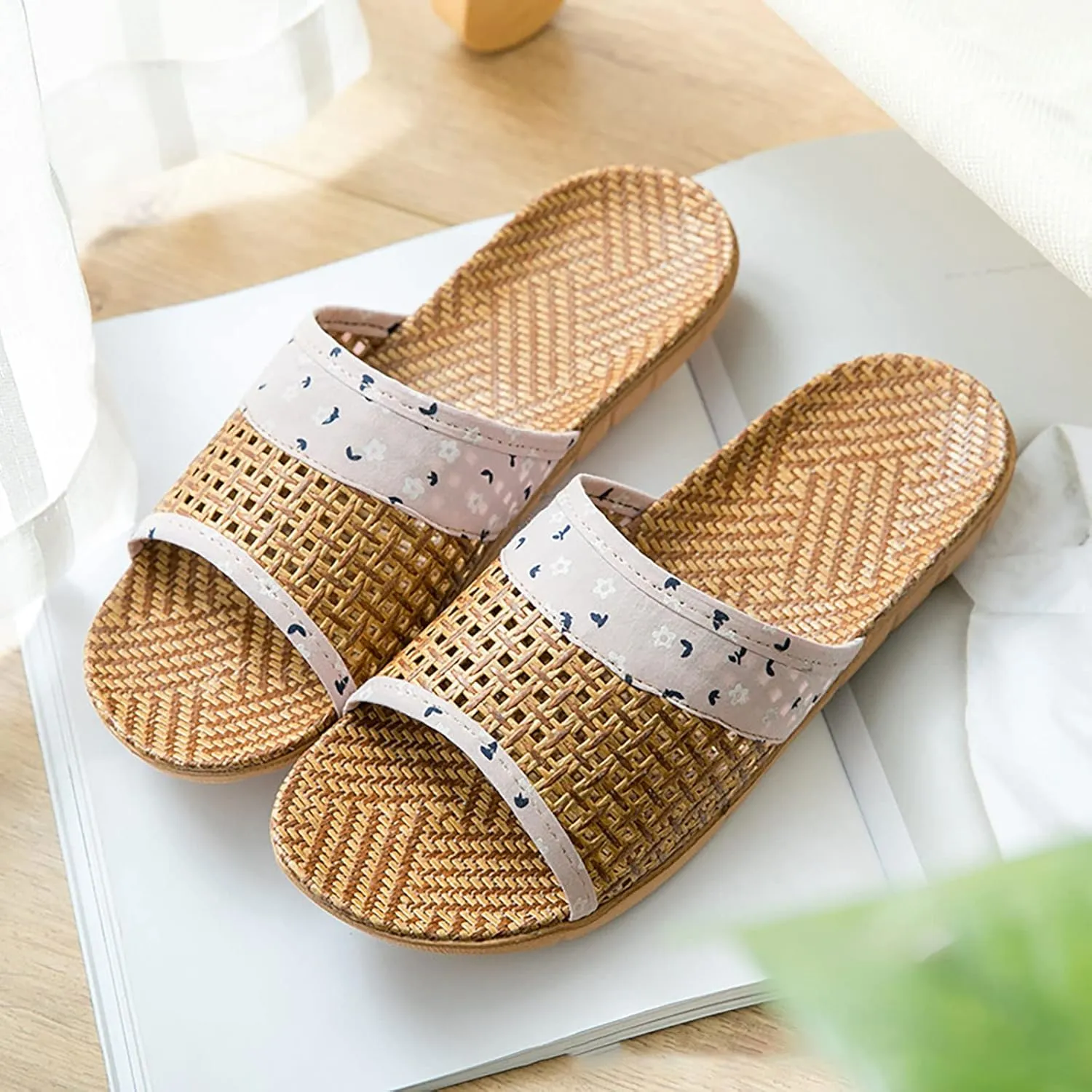 Slippers All Seasons Summer Subgrass Couple Sandal Slippers Women's Home Interior Slip Thick Sole Floor Linen