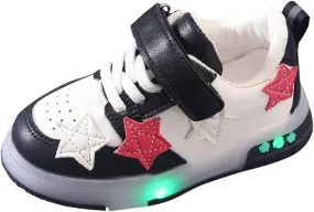 Sneakers for Girls Children's Casual LED Light Up Tennis Shoes Girls Leather Soft Up Lace Kids Girls Board Shoes