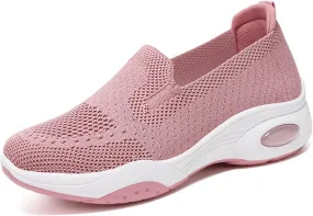 Sneakers Women Woven Orthopedic Breathable Soft Shoes Comfortable Knitted Slip on Sneakers Fashion Workoout Shopping Travel Casual Mesh Gym Shoes