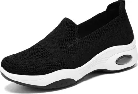 Sneakers Women Woven Orthopedic Breathable Soft Shoes Comfortable Knitted Slip on Sneakers Fashion Workoout Shopping Travel Casual Mesh Gym Shoes