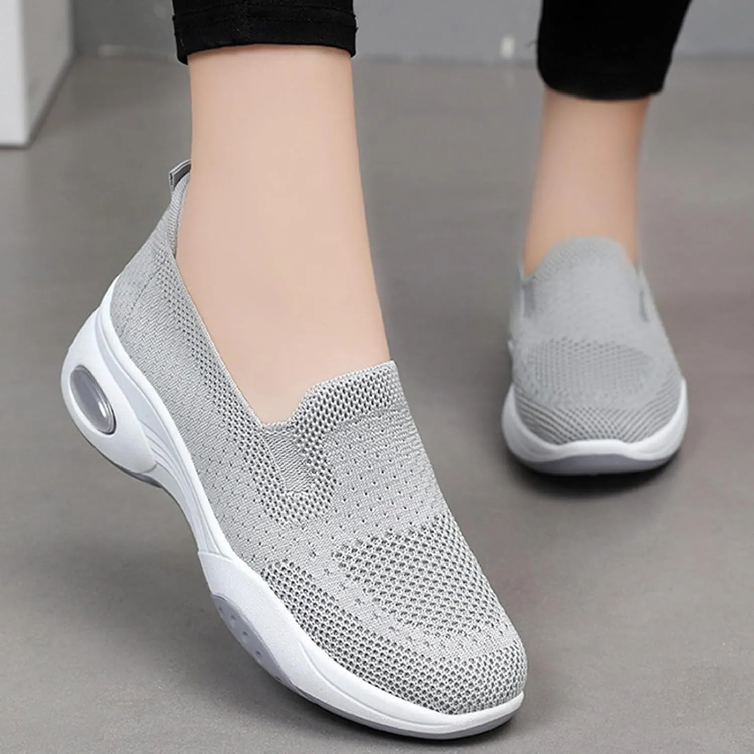 Sneakers Women Woven Orthopedic Breathable Soft Shoes Comfortable Knitted Slip on Sneakers Fashion Workoout Shopping Travel Casual Mesh Gym Shoes