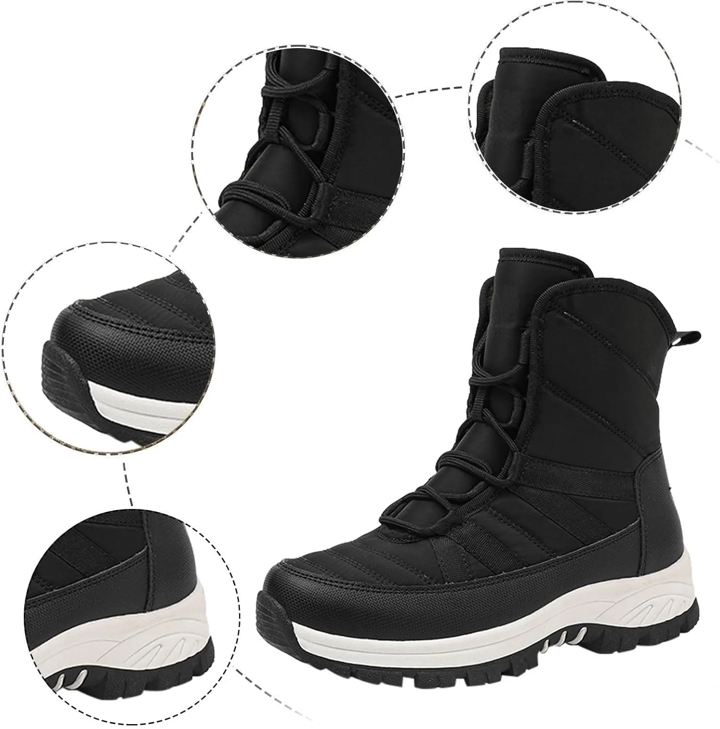 Snow Boots for Women Winter Shoes Water-proof Warm Fleece Lined Ankle Booties Comfortable Shoes for Women Slip On Mid Calf Boots Hiking Tennis Booties Lace-up Platform Boots Lightweight