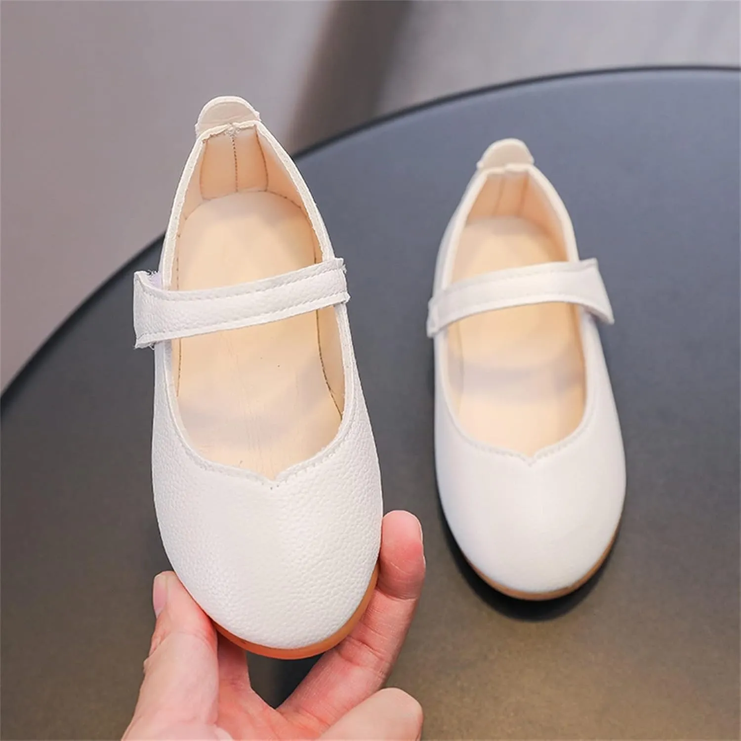 Summer and Autumn Fashion Cute Girls Casual Shoes Round Toe Solid Color White Flat Bottom Lightweight Baby Boy Shoes (White, 1.5 Big Kids)