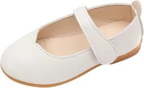 Summer and Autumn Fashion Cute Girls Casual Shoes Round Toe Solid Color White Flat Bottom Lightweight Baby Boy Shoes (White, 1.5 Big Kids)