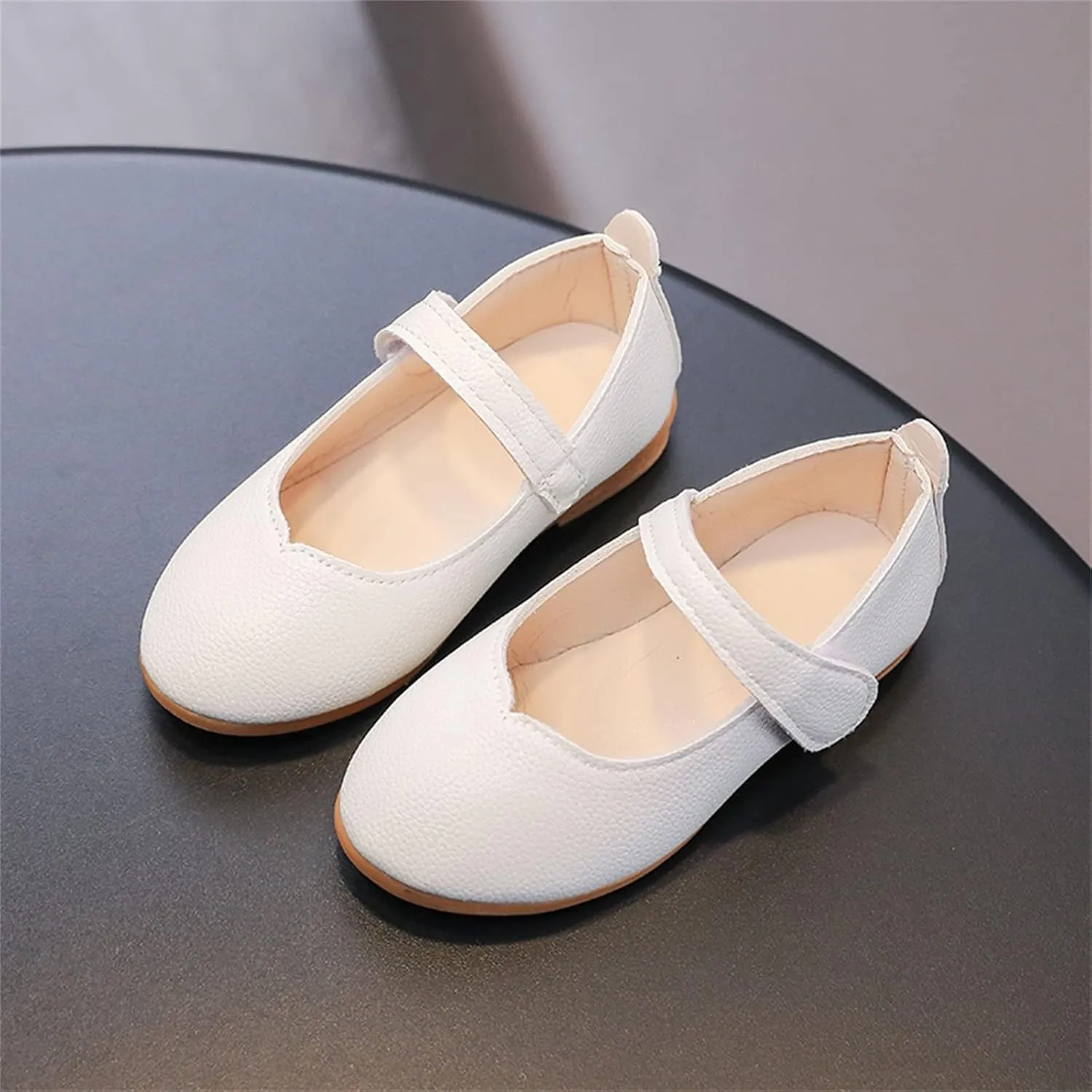 Summer and Autumn Fashion Cute Girls Casual Shoes Round Toe Solid Color White Flat Bottom Lightweight Baby Boy Shoes (White, 1.5 Big Kids)