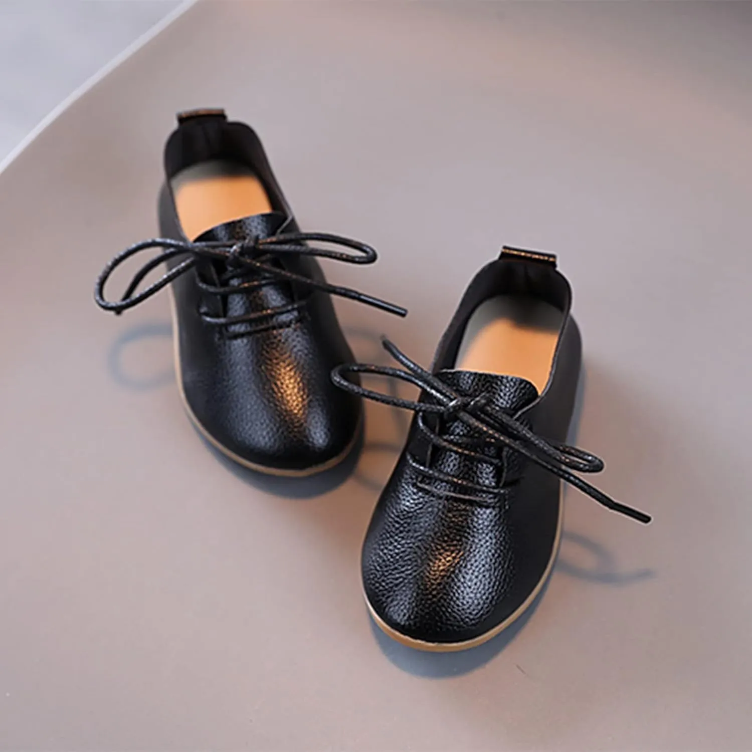 Summer and Autumn Fashion Cute Girls Casual Shoes Solid Color Round Toe Lace Up 7 Toddler Winter Boots Girls (Black, 4-4.5 Years)