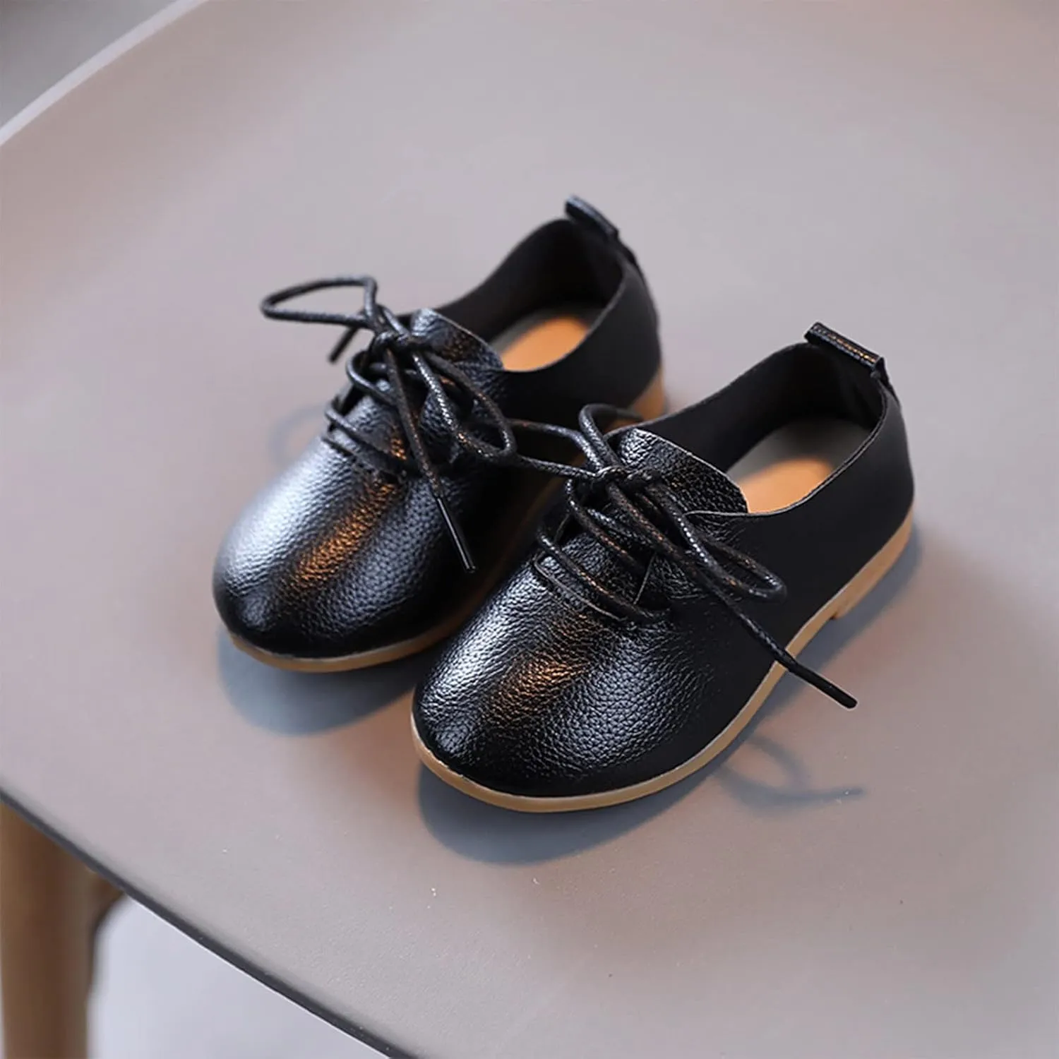 Summer and Autumn Fashion Cute Girls Casual Shoes Solid Color Round Toe Lace Up 7 Toddler Winter Boots Girls (Black, 4-4.5 Years)
