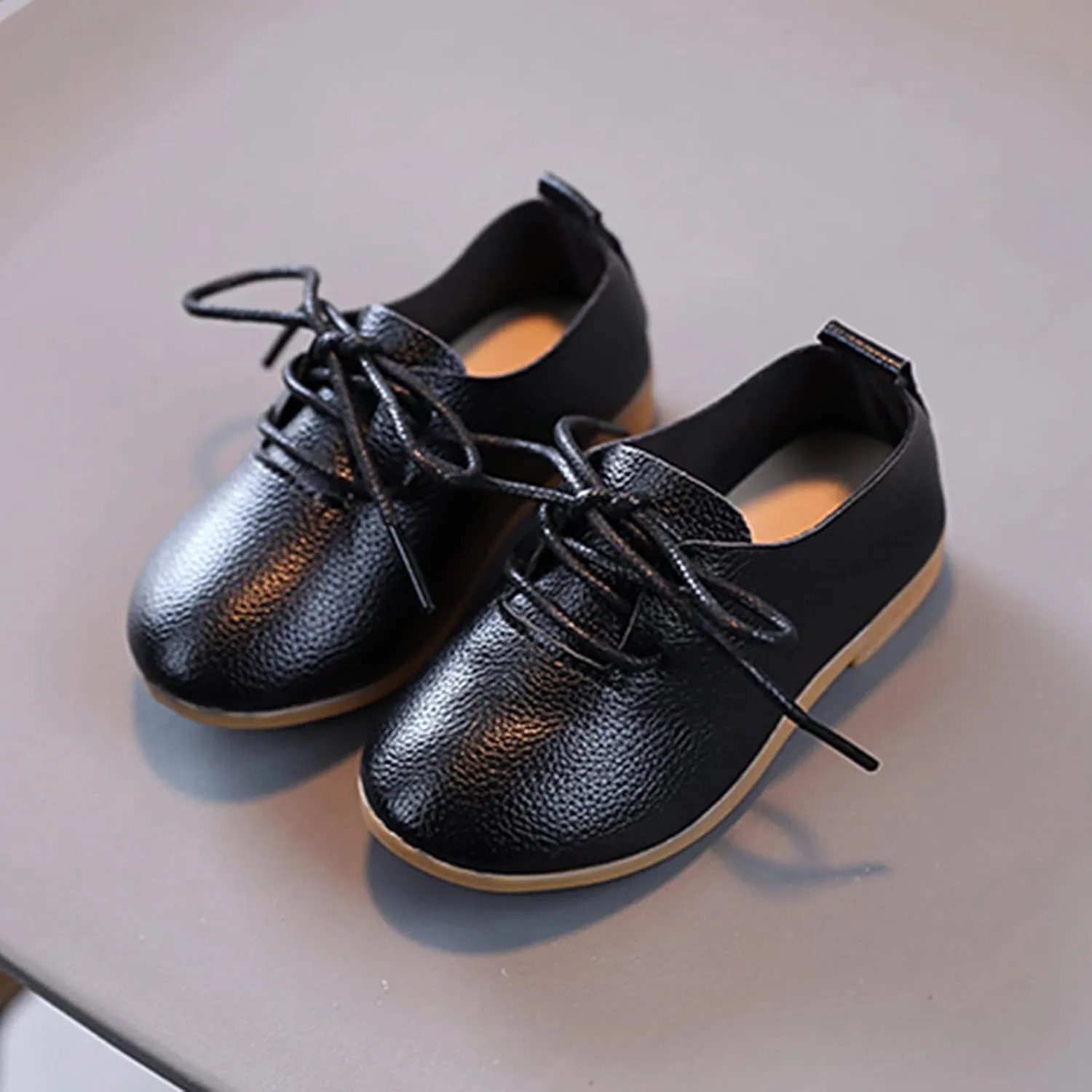 Summer And Autumn Fashion Cute Girls Casual Shoes Solid Color Round Toe Lace Up Dress Shoes Winter Boots Kids