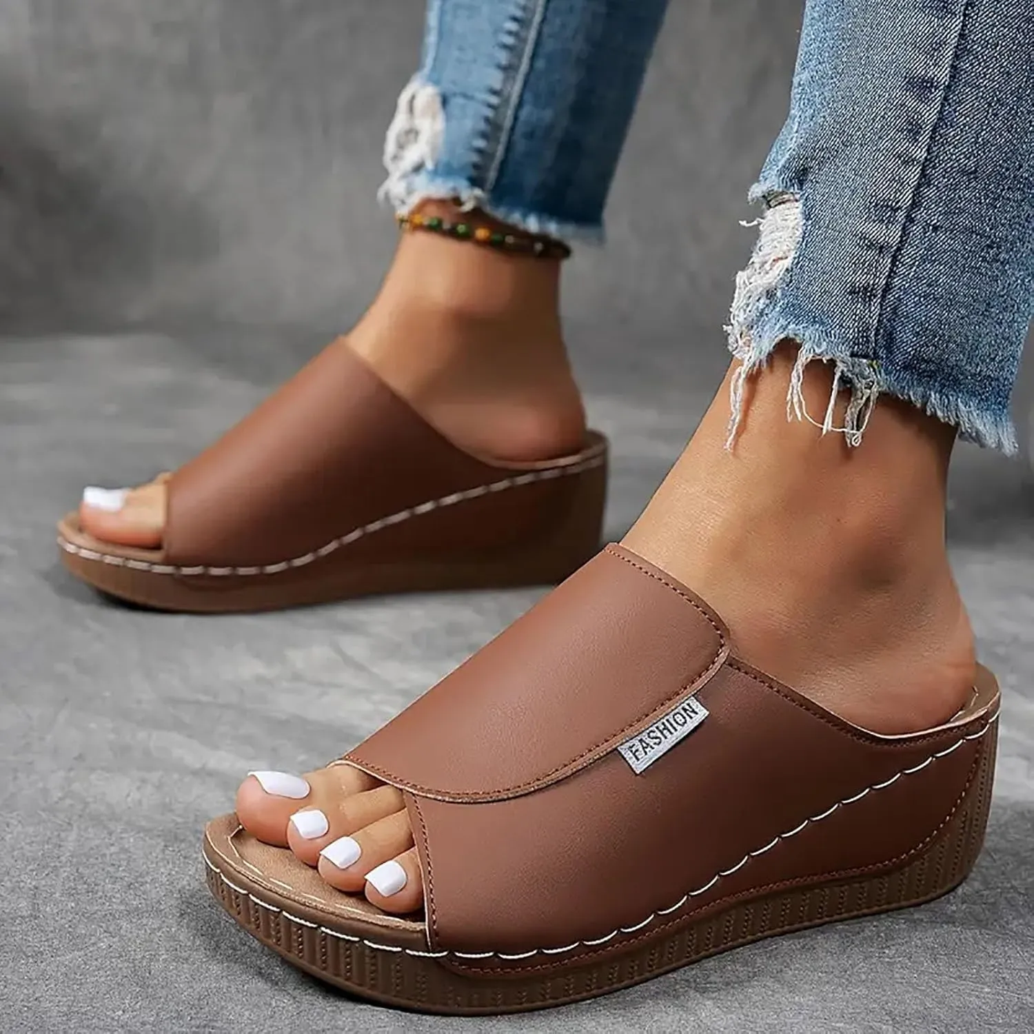 Summer Sandals for Women 2024 Womens Sandals 2024 Dressy Trendy Leather Open Toe Low Heel Sandals Shoes with Zipper