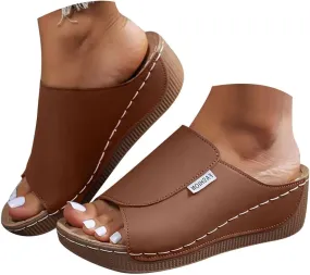 Summer Sandals for Women 2024 Womens Sandals 2024 Dressy Trendy Leather Open Toe Low Heel Sandals Shoes with Zipper