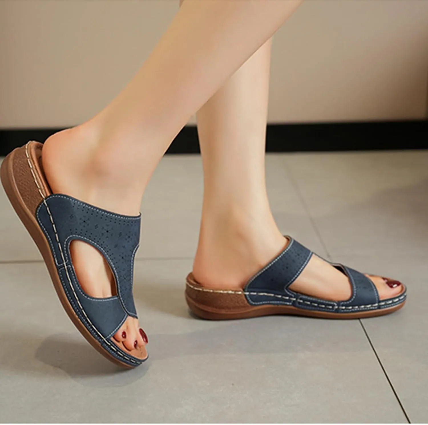 Summer Sandals for Women 2025 with Arch Support Dress Sandals Platform Shoes Slip on Sandal Open Toe Shoes Comfortable Dressy Sandal Soft & Stylish Wedge Slippers for Women 2025