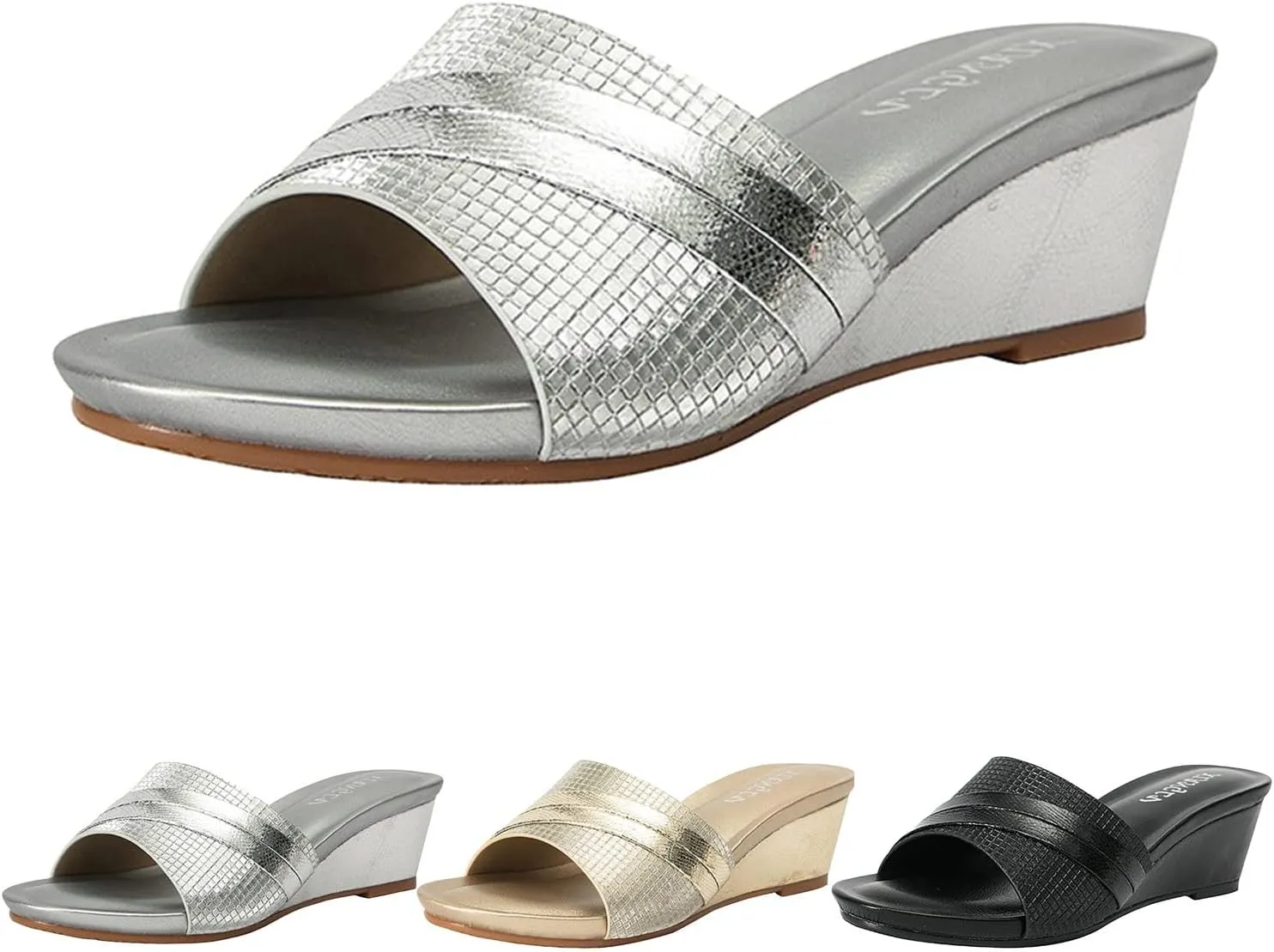 Summer Sandals for Women Fashion Summer Women Slippers Wedge Heel Middle Heel Slip On Fish Mouth Open Toe Simple Design